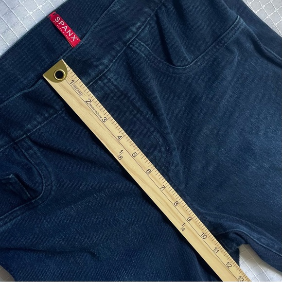 Spanx Jean Jeggings Size Medium Tummy Control Panel Dark Wash Faux Front Pickets - Picture 3 of 8